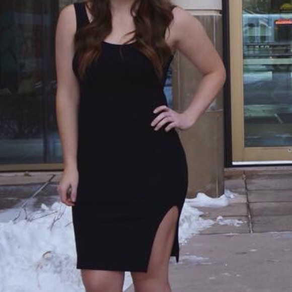 plain black midi dress